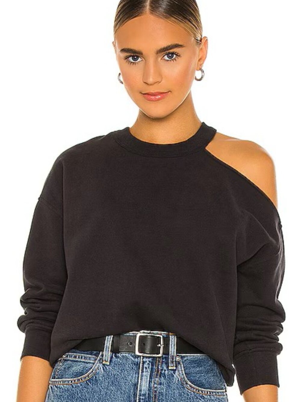 Rails Quincy Off Shoulder Edgy Oversized Fleece Lined Sweatshirt Size Medium